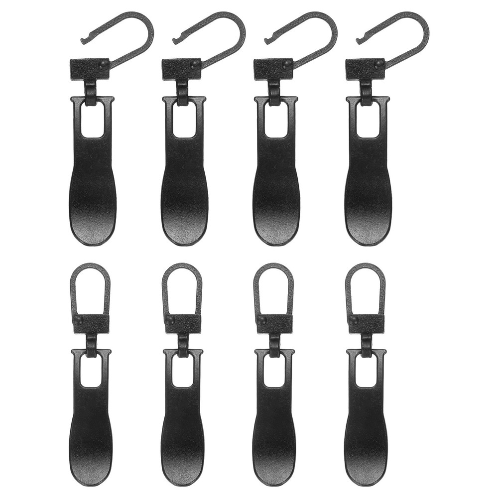 8Pcs Zipper Pull Replacement, Wave Detachable Tiny Zipper Slider, Black
