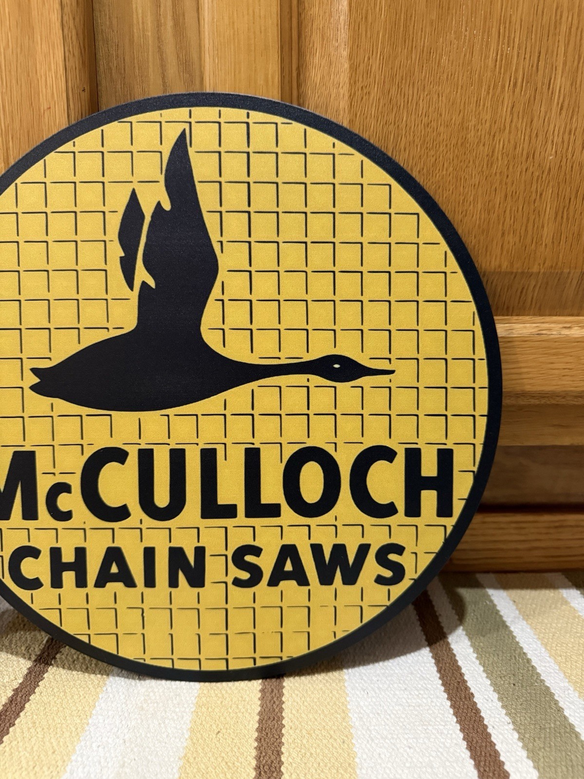 McCulloch Chain Saw Flange Sign Tree Double Sided Vintage Style Wall Decor