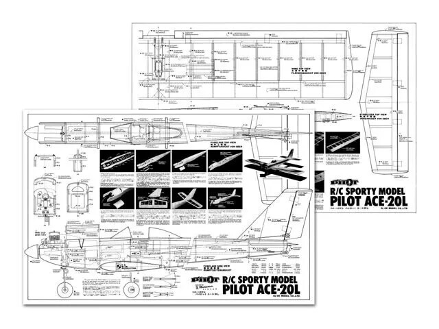PDF File on USB RC Model Airplane Plans: Ace 20L 49" WS