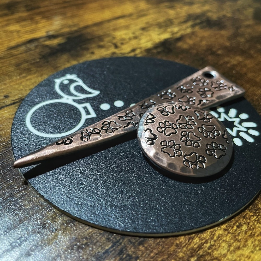 PAWS!  Hand Made Custom Copper Golf Divot Tool/Ball Marker Combo Set!