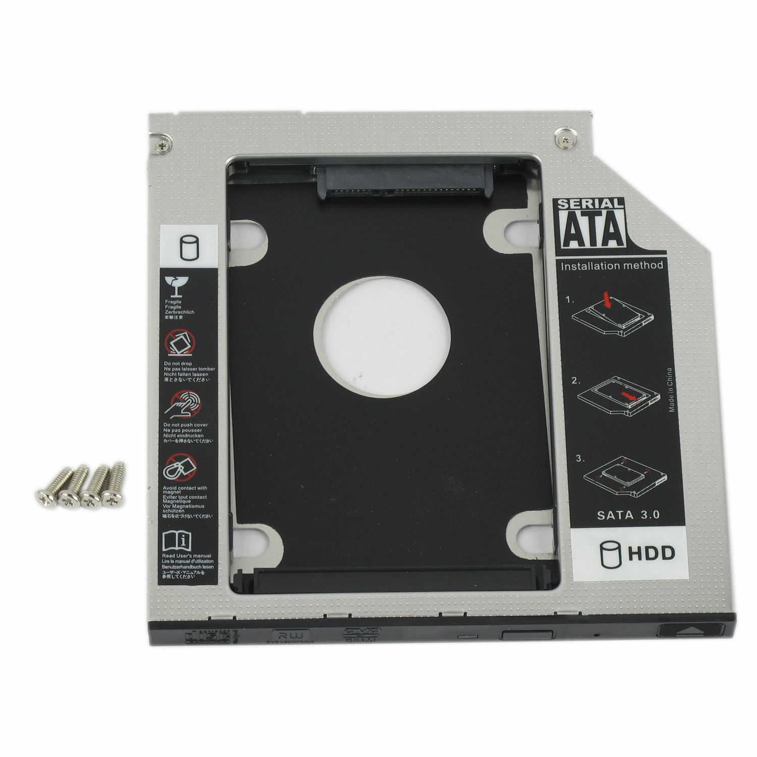 9.5mm Universal For SATA 2nd HDD SSD Hard Drive Caddy CD/DVD-ROM Optical Bay New