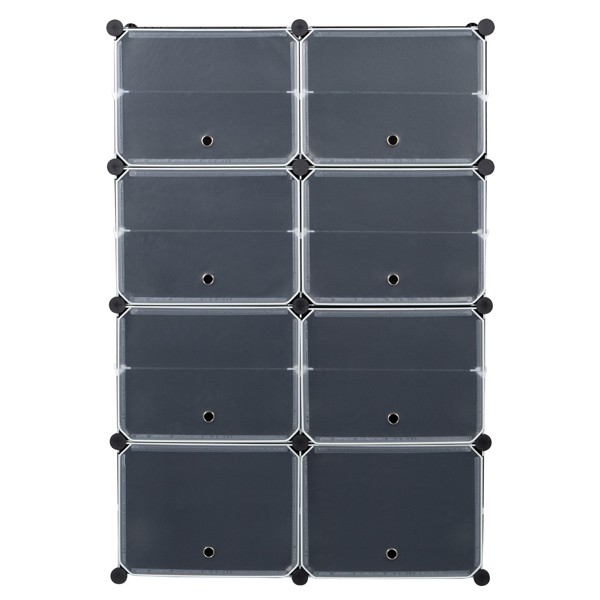 2 Rows, 7 Layers, 14 Compartments, Semi Transparent Doors, Black Patterned Body
