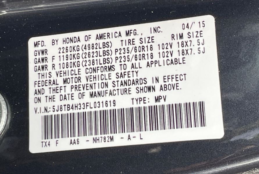 2013-2015 Acura RDX Upper Display In Dash