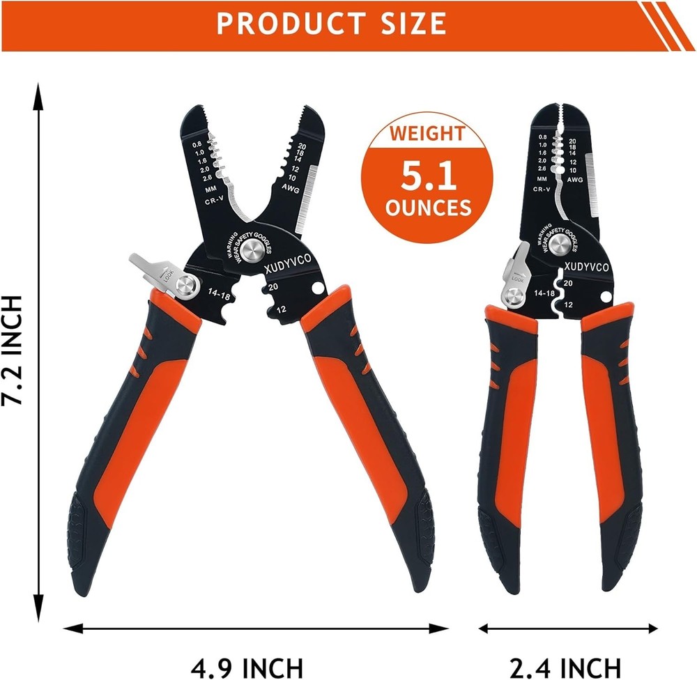 Versatile 7-Inch Wire Stripper Tool - 5 Functions for Home and Professional Use