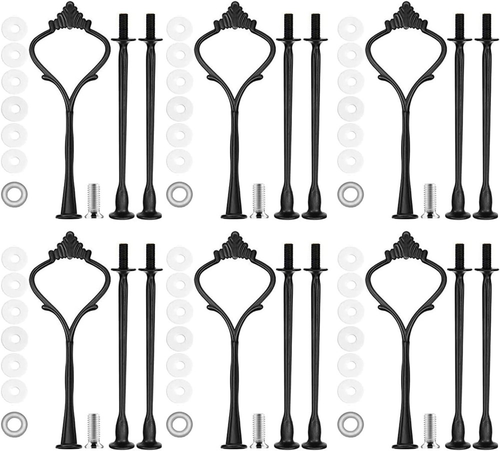 6 Sets 3 Tier Cake Stand Hardware Handles Black