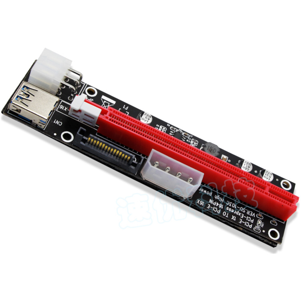 PCI-E 1x to 16x Powered USB3.0 GPU Riser Extender Adapter Card