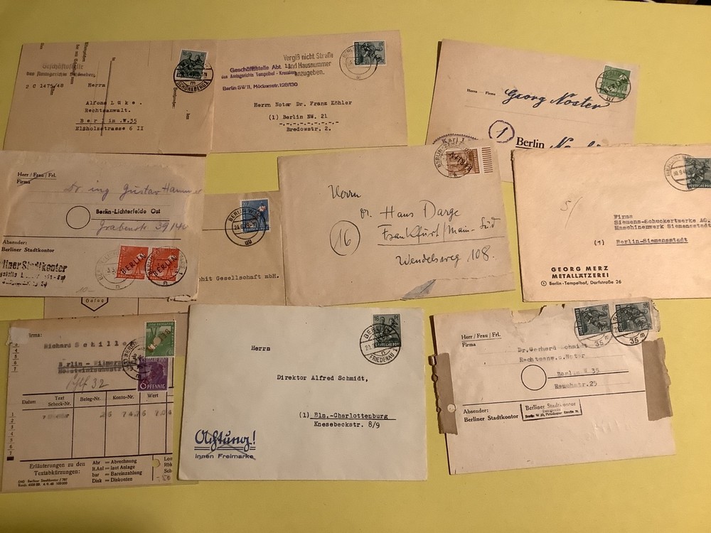 Germany Berlin overprint post war 10 postal cover items Ref A555