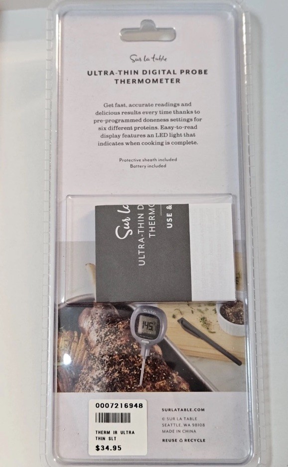 Sur La Table Ultra Thin Digital Probe Thermometer (Gray)