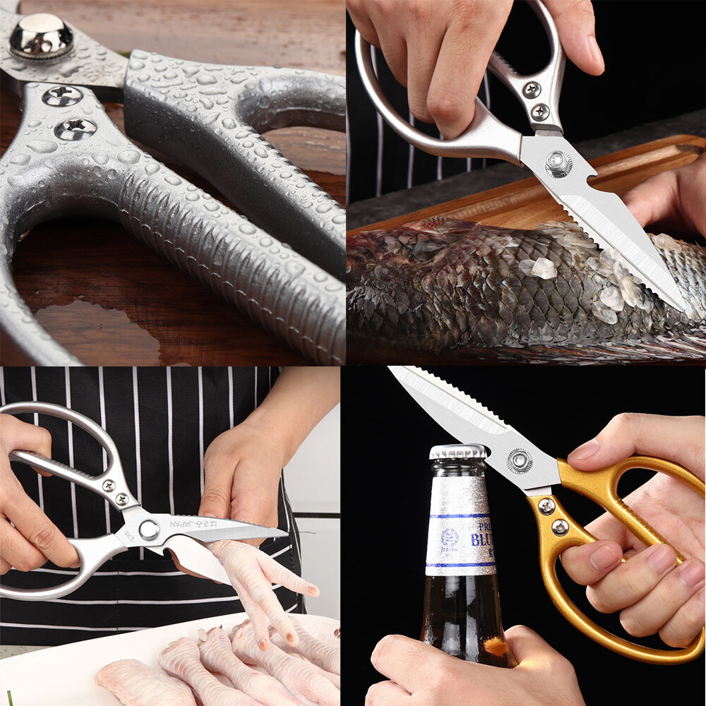 2Pcs SK5 Kitchen Scissors Chef Shears Fish Chicken Bone Beer Bottle Cap Opener