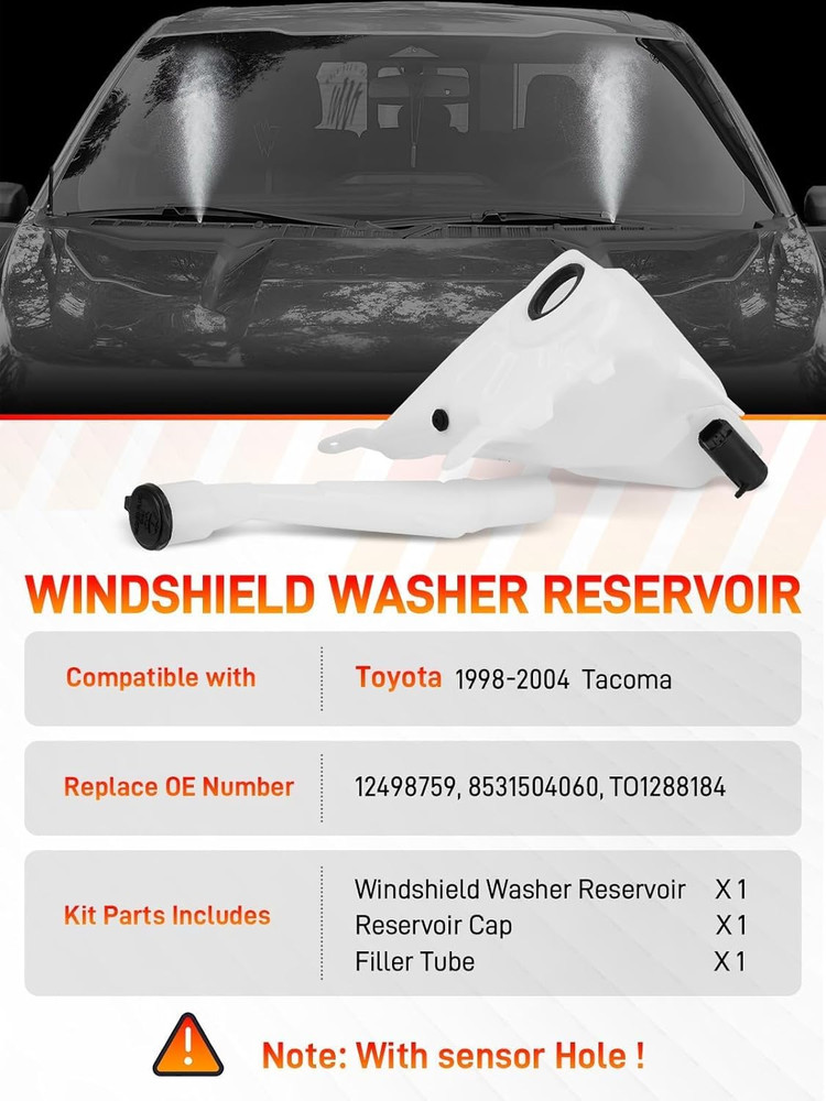 8531504060 Windshield Washer Reservoir with Cap, with Sensor Hole in Bottom Comp