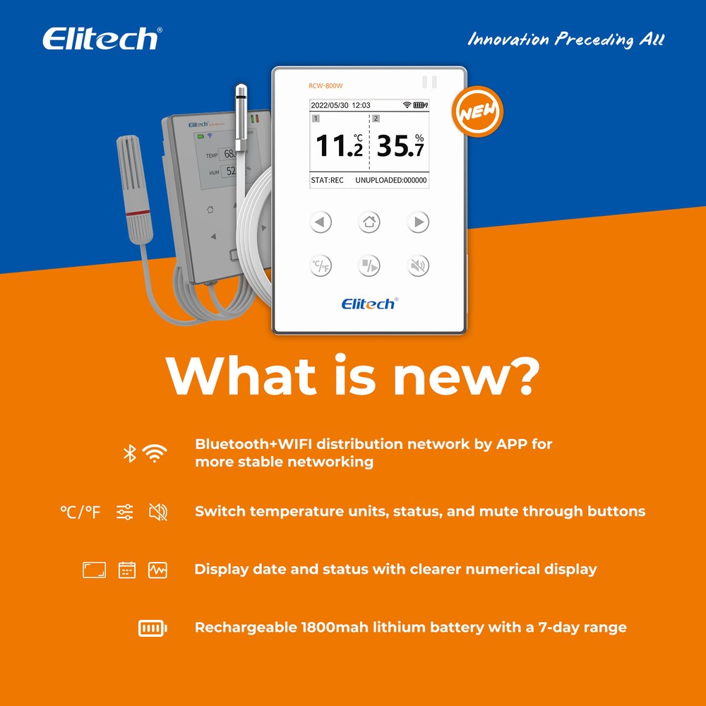 Elitech Temperature Humidity Data Logger Wireless Moniter -40~176℉ RCW-800W-THE