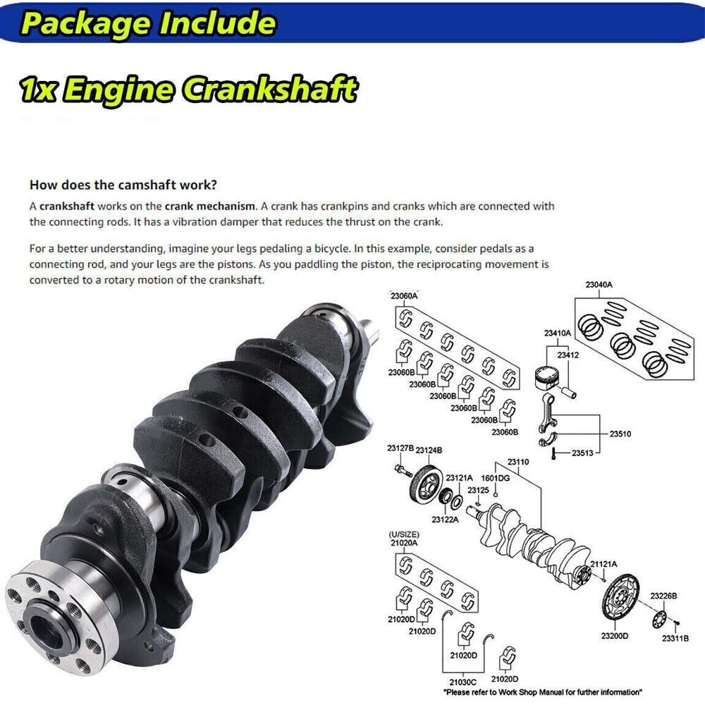 Crankshaft Rods Bearing Kit Fits For Hyundai Sonata Kia Forte Optima 2.4L DOHC