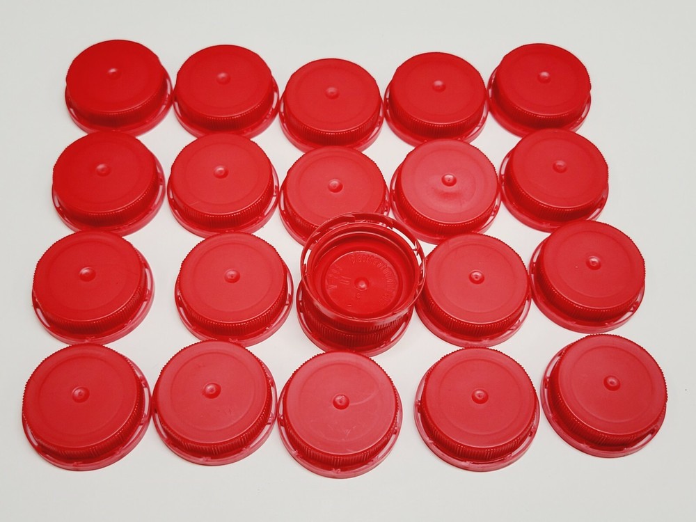 20pc Red Ring Locking Tamper Plain Milk Jug Caps