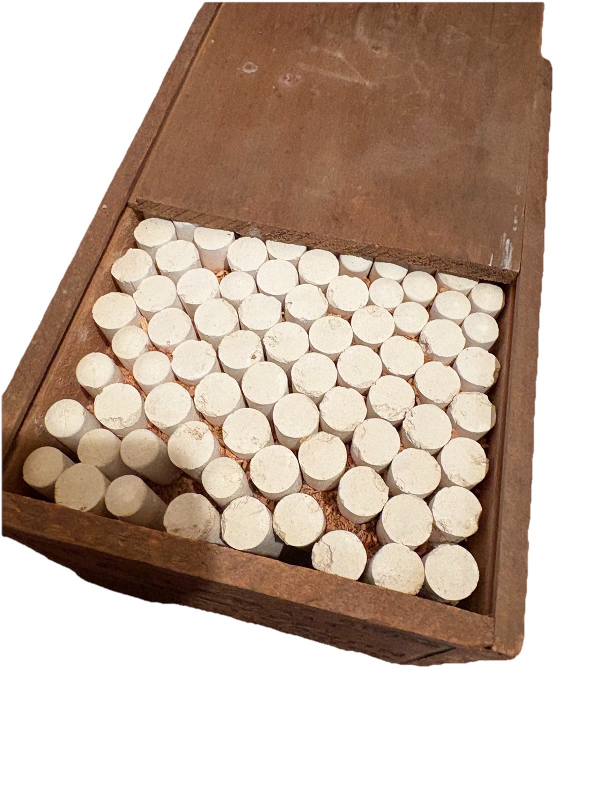 ATLANTIC White CHALK Crayon NOS WOOD Box+LID Binney & Smith Co. NY With Chalk