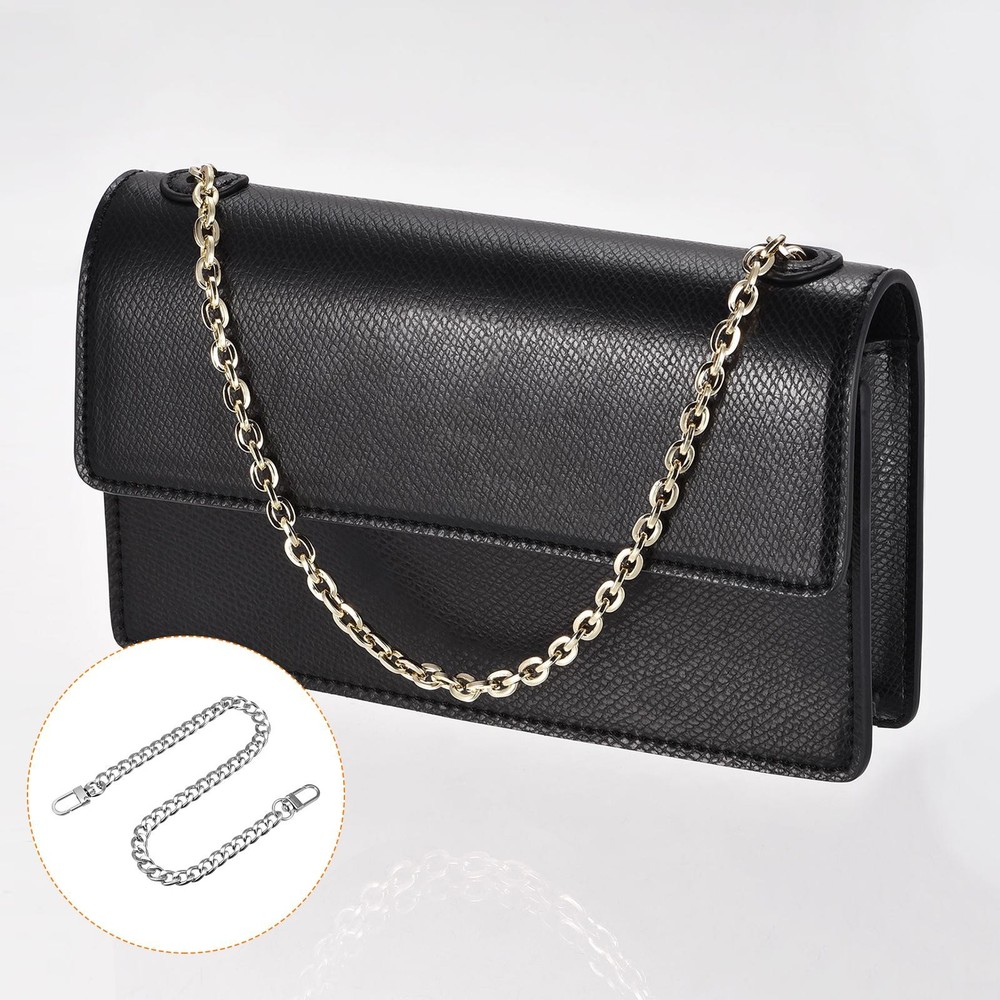 Iron Flat Chain Strap 16" Handbag Chains Purse Straps DIY Replacement Silver