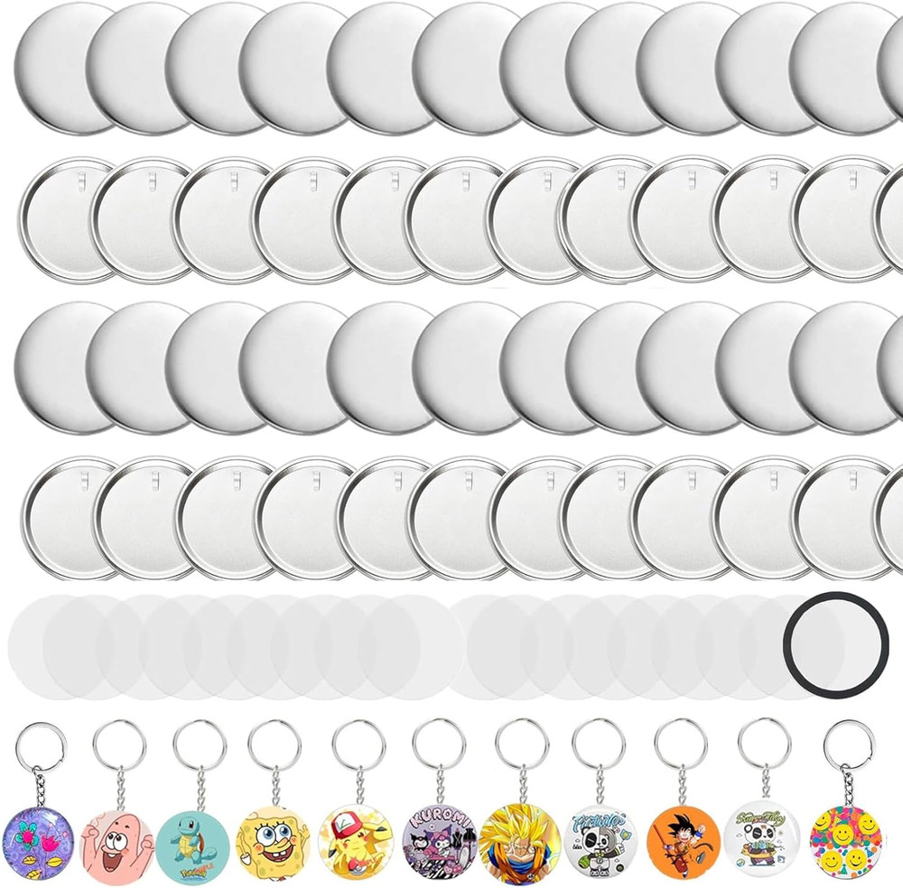 Button Maker Keychains Supplies, 200 Pcs 58Mm Pin Maker Set, Metal Button Maker