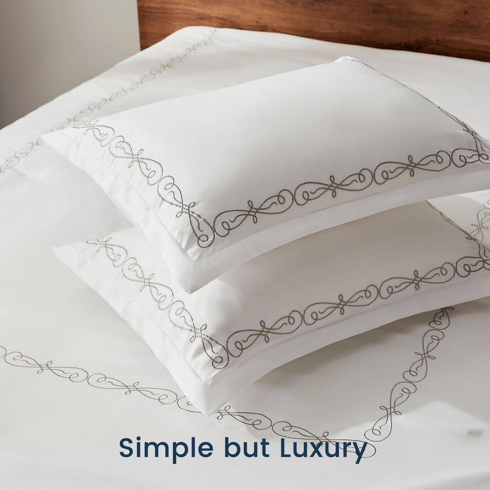 SLEEP ZONE Fall King Comforter Set, Luxury Hotel King, Elegant Scroll