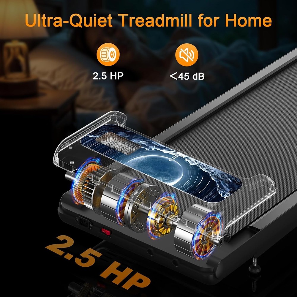 Compact Walking Treadmill Pad with Handrail