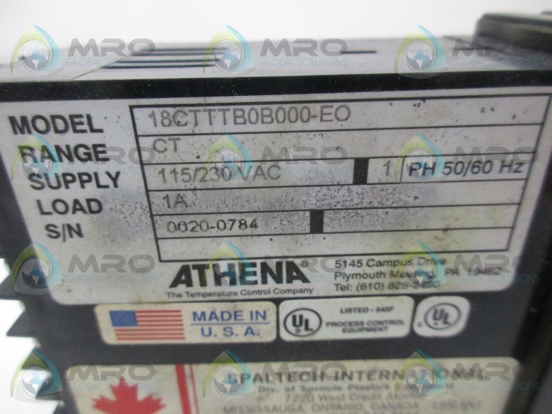 ATHENA 18CTTTB0B000-EO TEMPERATURE CONTROLLER UNMP