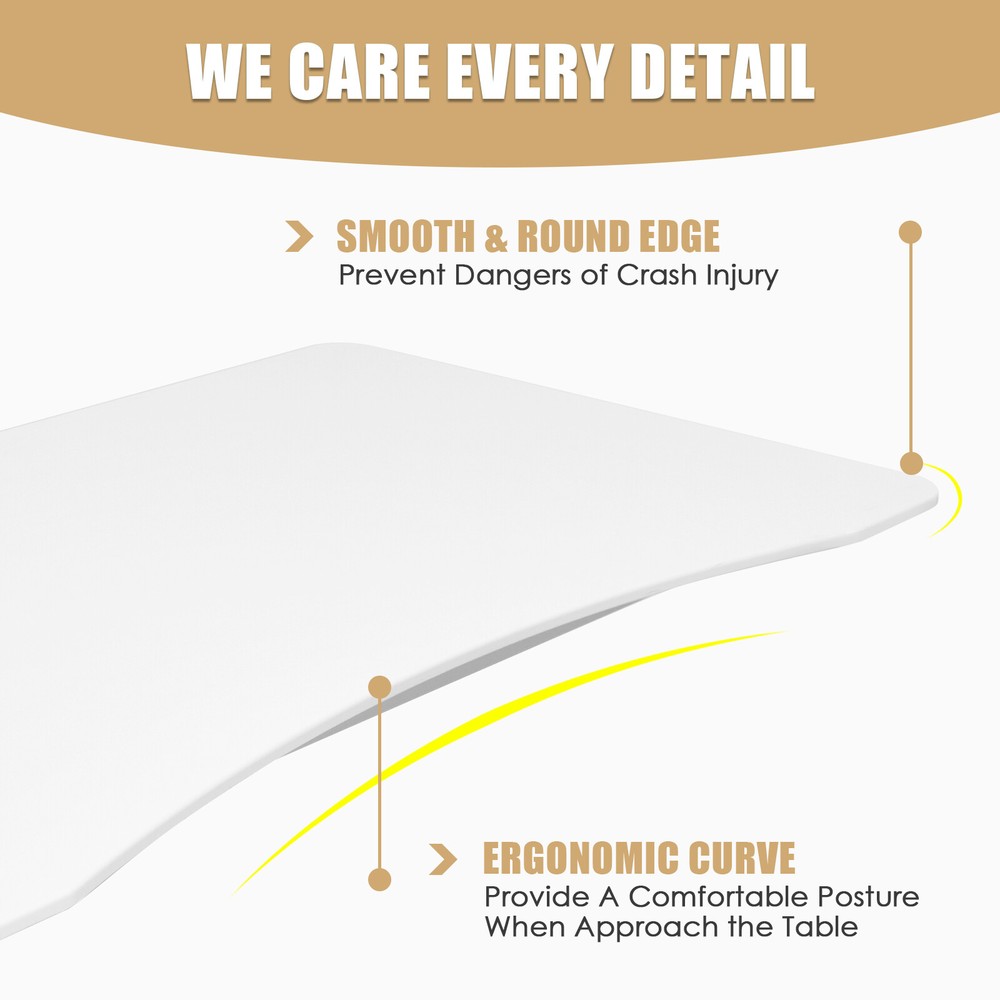 Costway Height Adjustable Computer Desk Sit Stand Rolling Notebook Table White