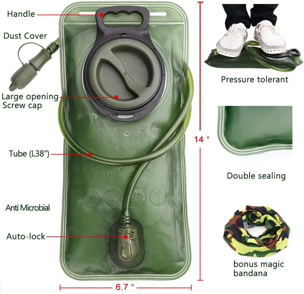 2 L Water Pack Hydration Bladder Reservoir Camel Back Replacement Running Hiking