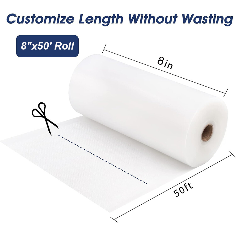 8"x50' Roll Vacuum Sealer Bags 4 Mil Food Seal Storage Bag BPA Free 2 - 40 Rolls