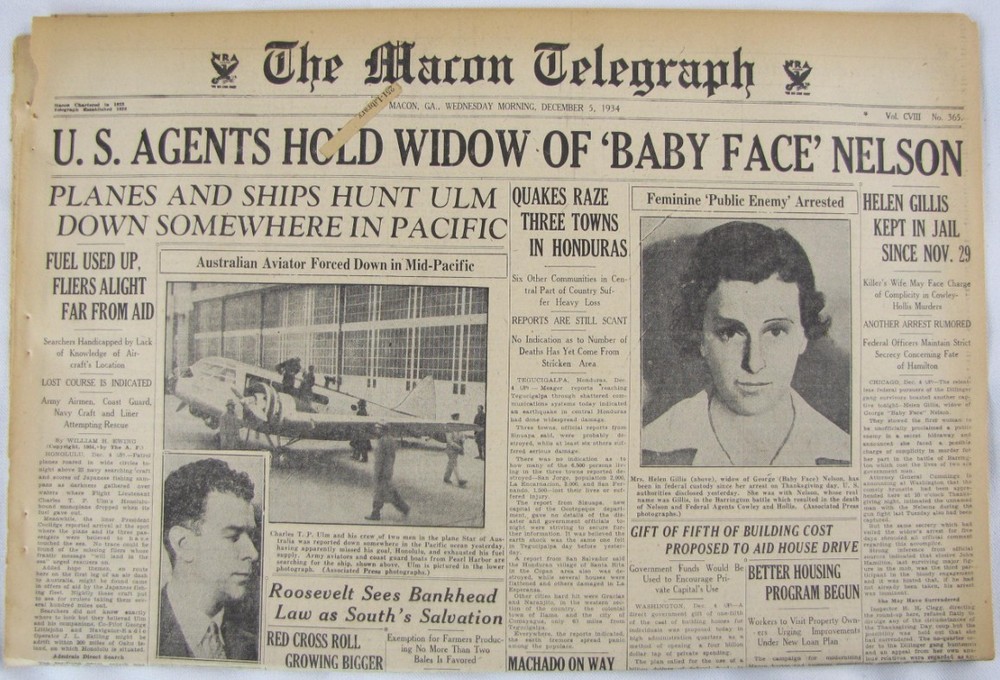 Vintage 1934 Pilot Charles Ulm Missing Flight Newspaper