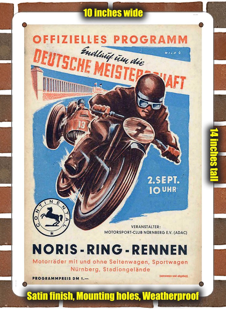Metal Sign - 1951 Norisring Racing Program - 10x14 inches