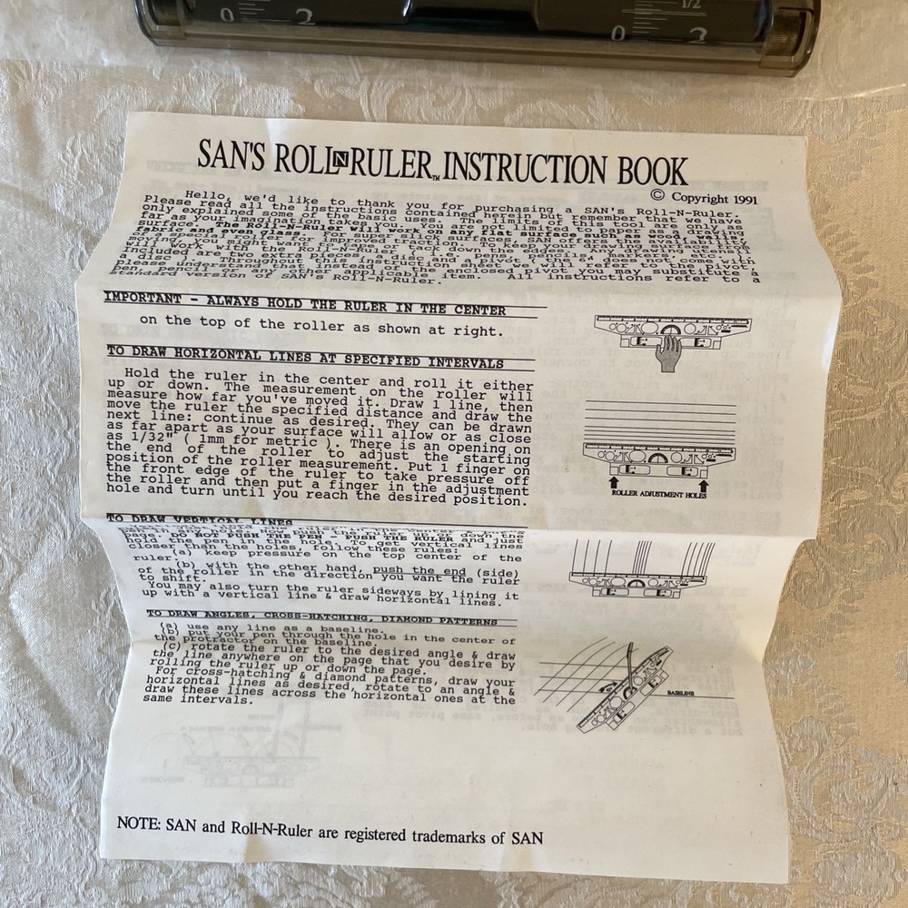 Vintage SAN Roll N Ruler Multi-Function 30 cm Metric Pro-Style Drawing Tools New