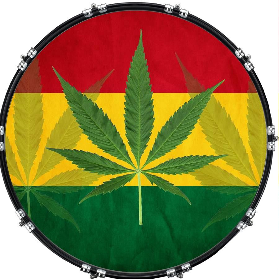 20" Custom Bass Kick Drum Front Head Graphical Flag Rasta 1