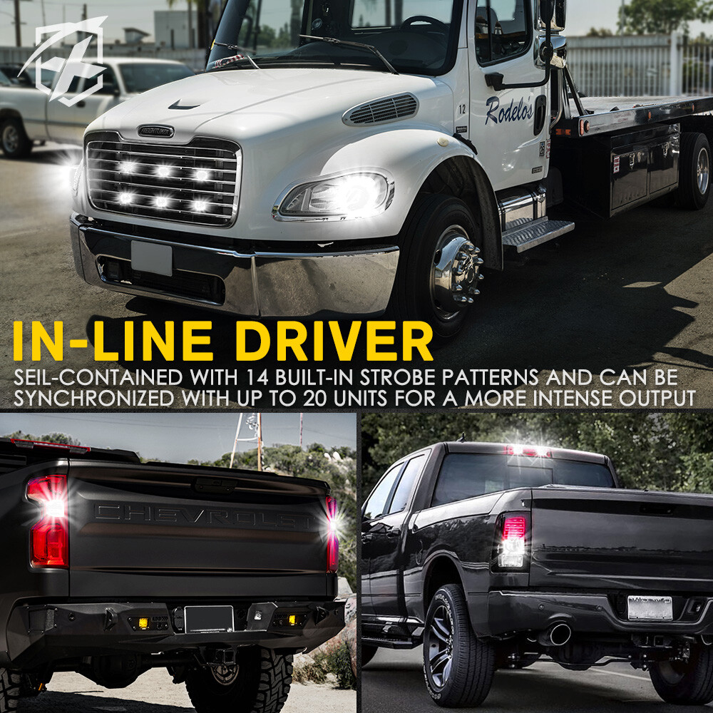 Xprite White LED Hide-A-Way Strobe Light for Internal Mounting Emergency Warning