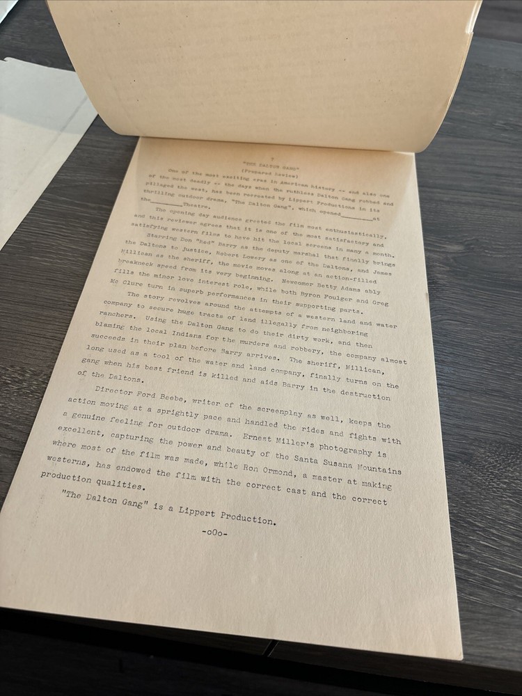1949 The Dalton Gang Script Not Complete (G)