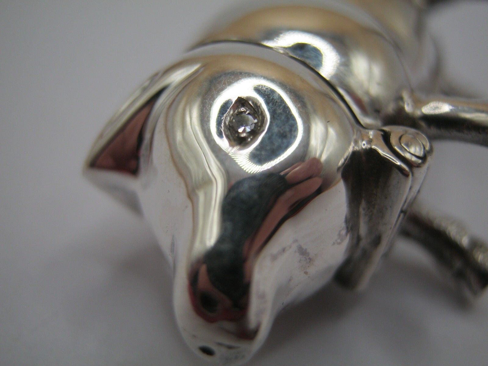 Unusual Sterling Silver Pig Vesta Case Match Safe With Real Diamond Eyes