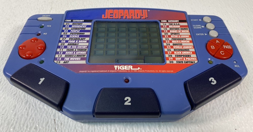1995 Tiger Electronics Talking Jeopardy Handheld Game Cartridge Answer Booklet