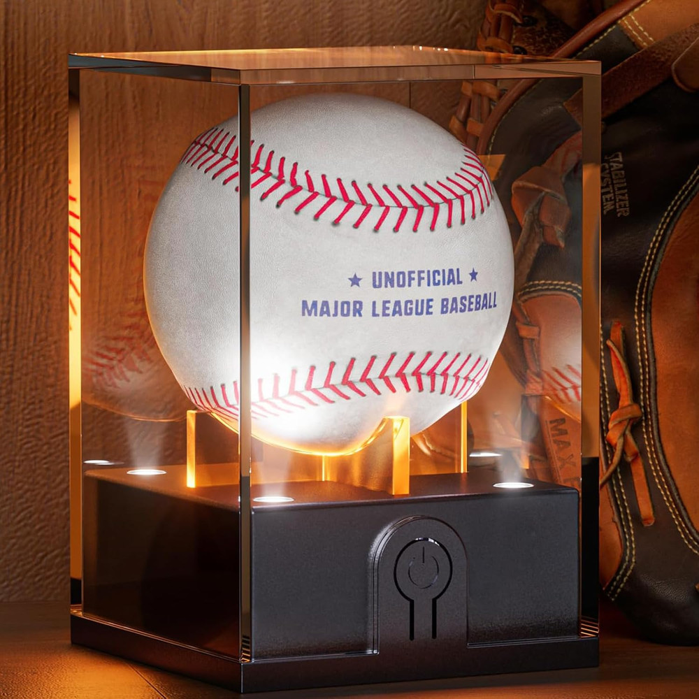 Baseball Display Case with Led Light, Light up Baseball Case for Display, Acryli