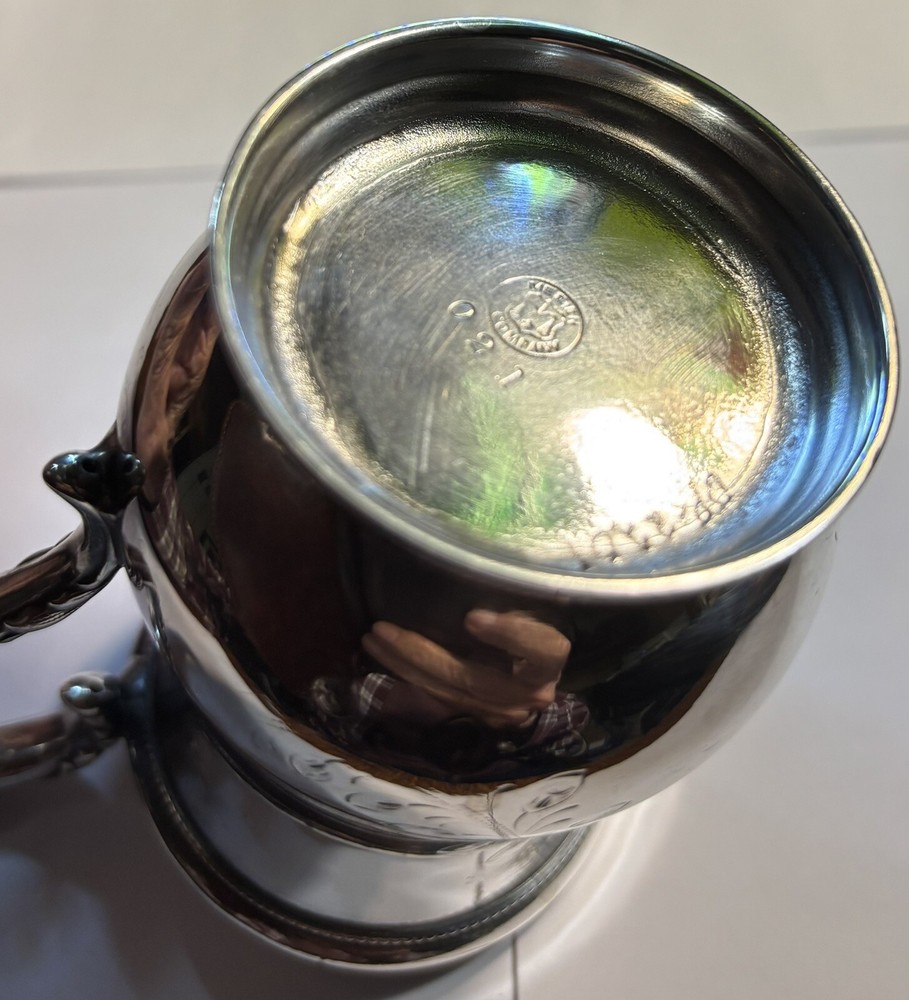 Antique Meriden Silverplate Pitcher - Geometric & Floral & Leaves Pattern