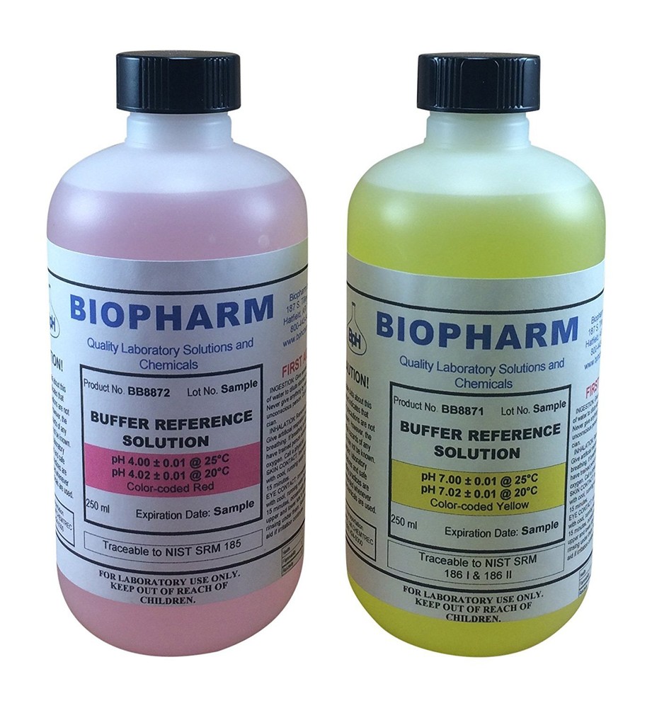 Biopharm pH Calibration Kit (2) each 8oz Bottles pH 4 and pH 7 Buffer