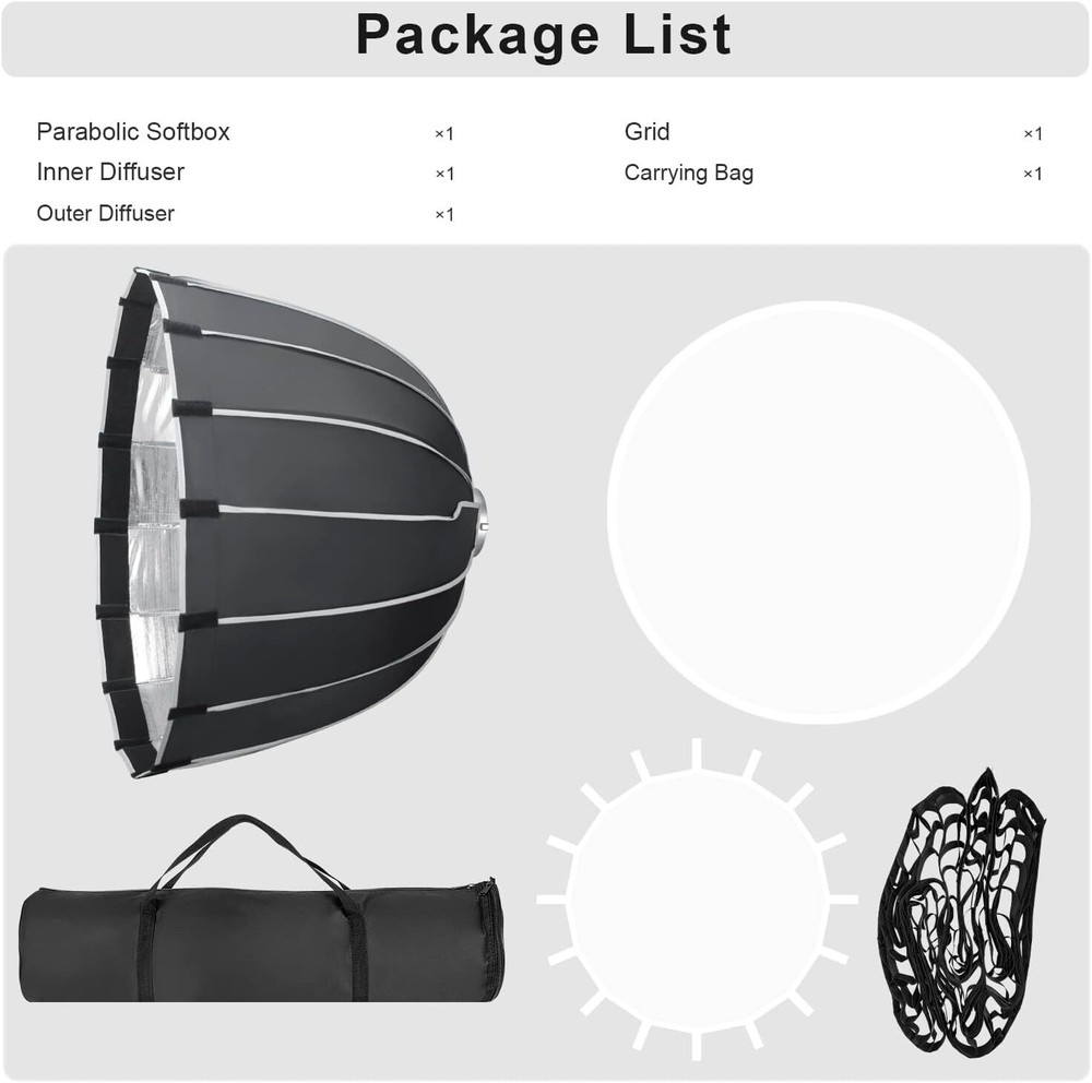 FOMITO Parabolic Softbox 35.4 inch/90cm Quick Release Deep Light Soft Box