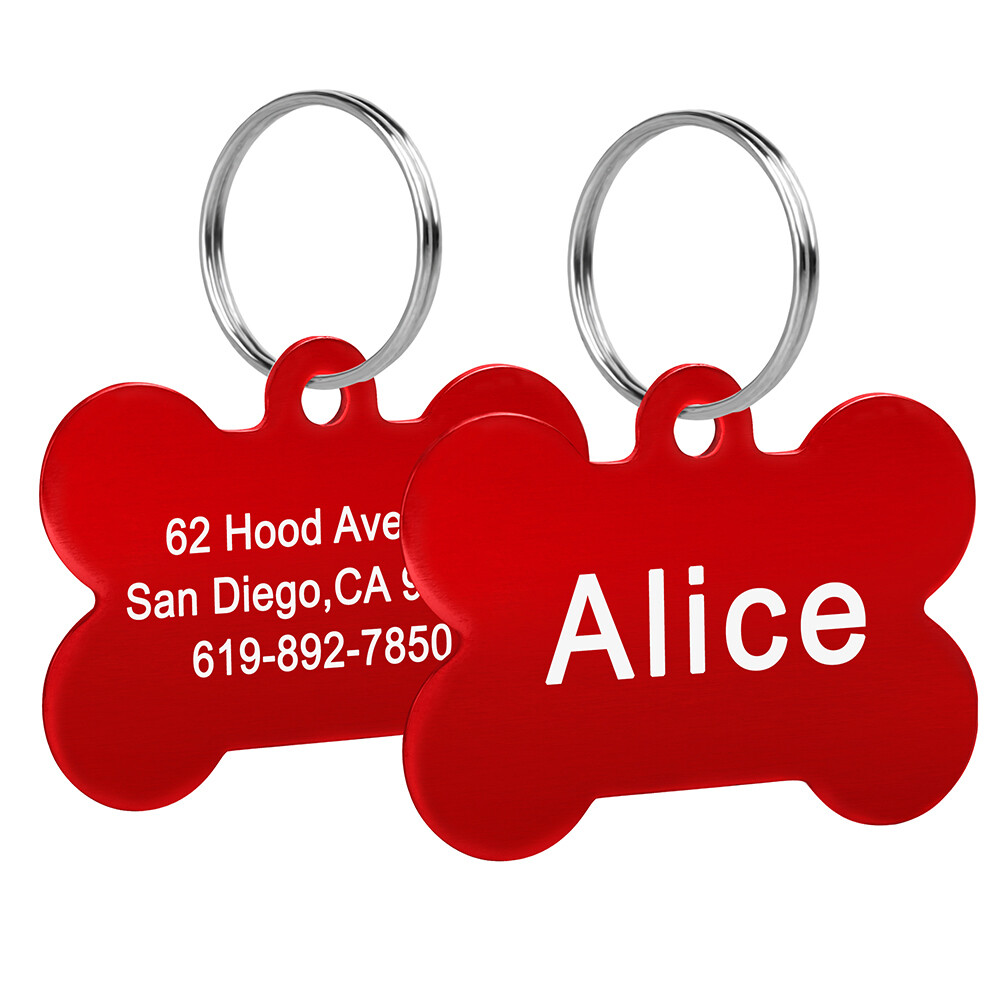 Personalized Pet ID Tags for Dogs Cats Bone Identification Collar Discs Engraved