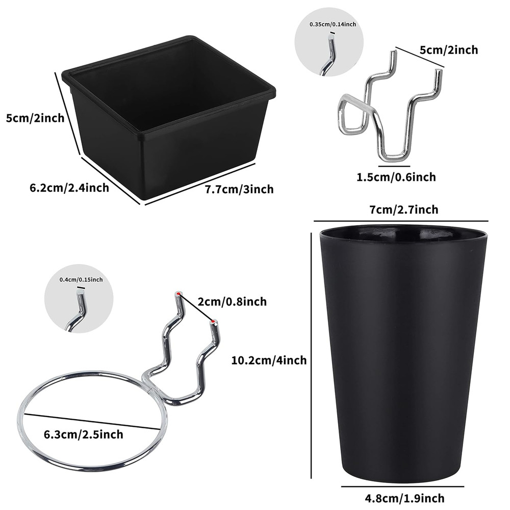 6 Sets Pegboard Bins Pegboard Cups with Hooks, Pegboard Hooks Assortment, Hooks