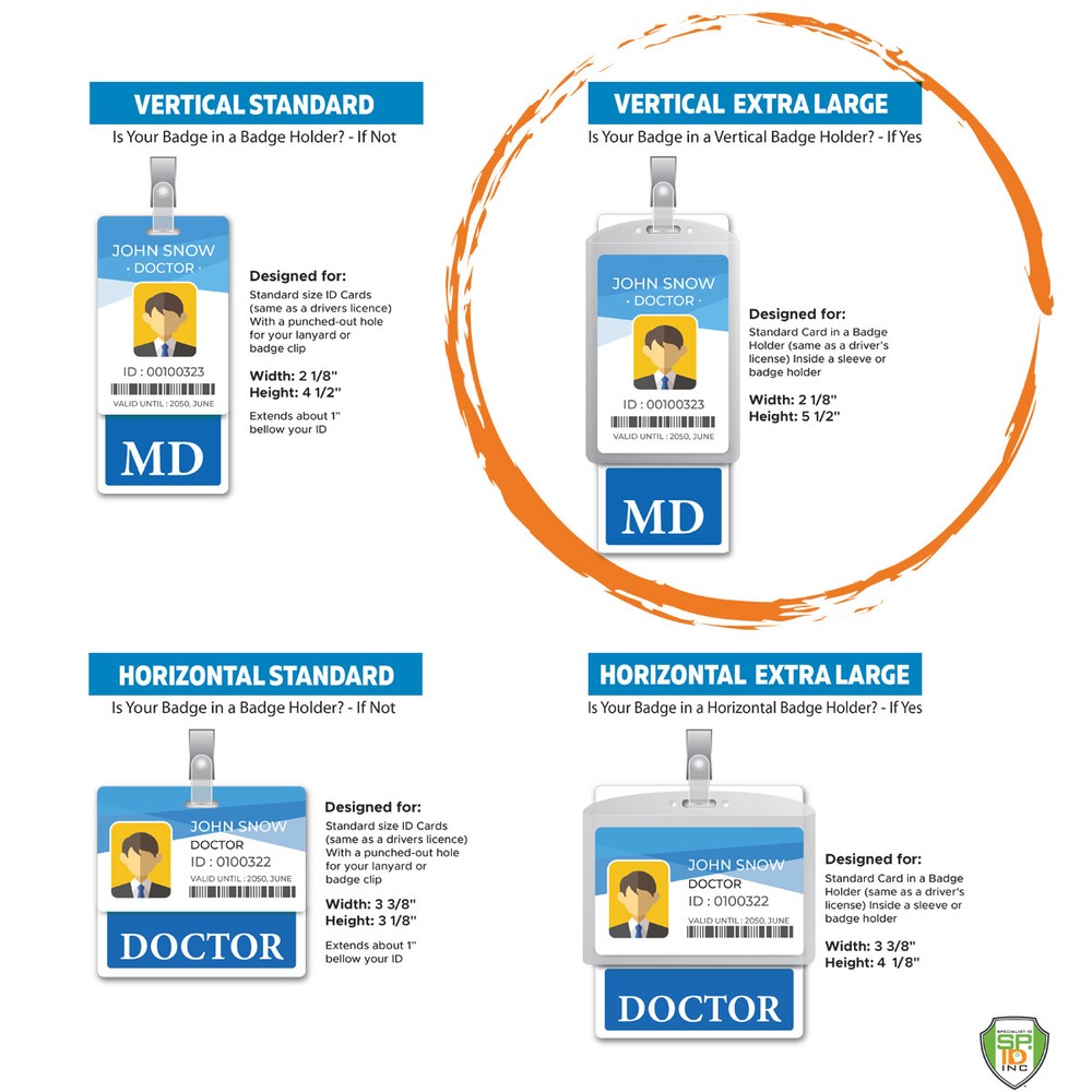 5 pack - Oversized NURSE Badge Buddy - Extra Long Vertical ID Backer for Nurses