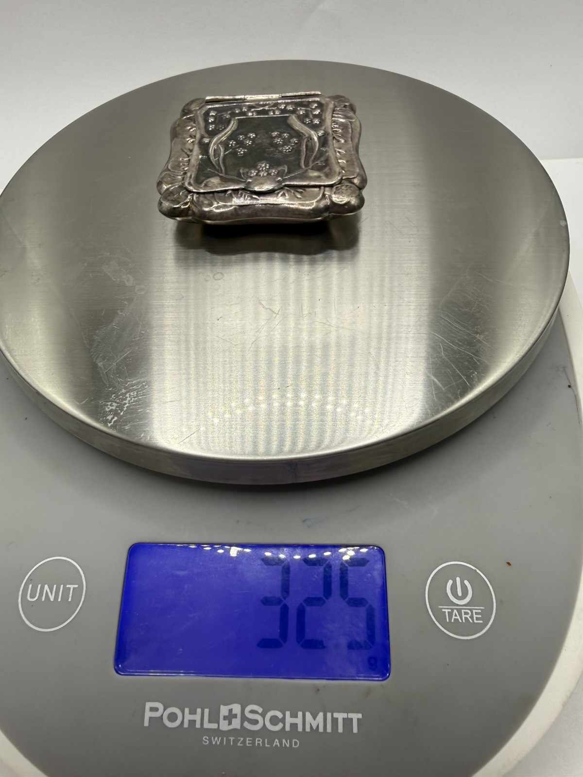 Rare Antique Sterling Silver 925 snuff compact Box Early 1900 Art Nouveau