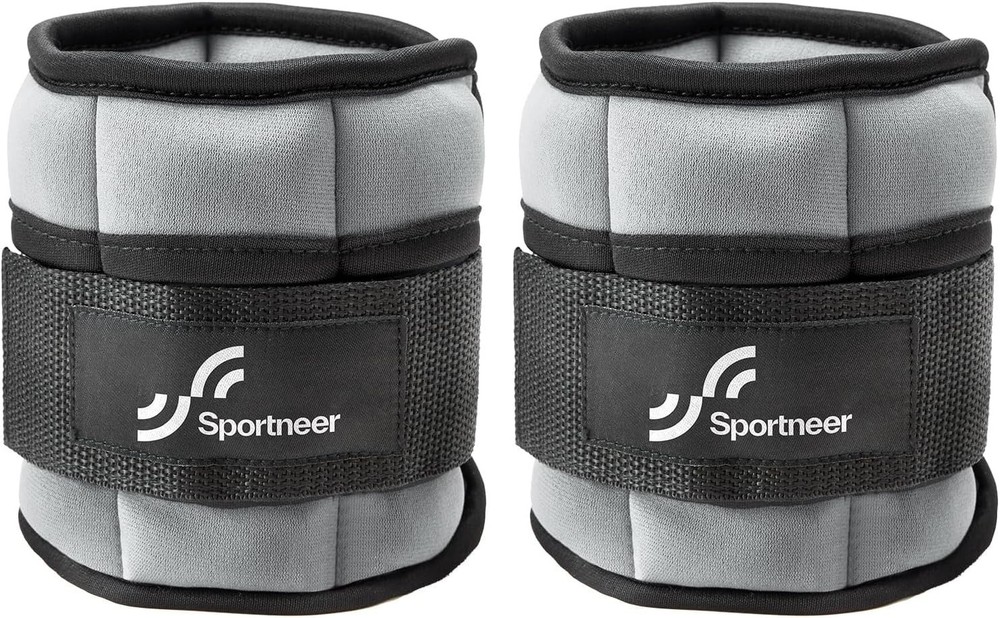 Light Gray Adjustable Ankle Weights Set - 2-10 lbs for Versatile Training