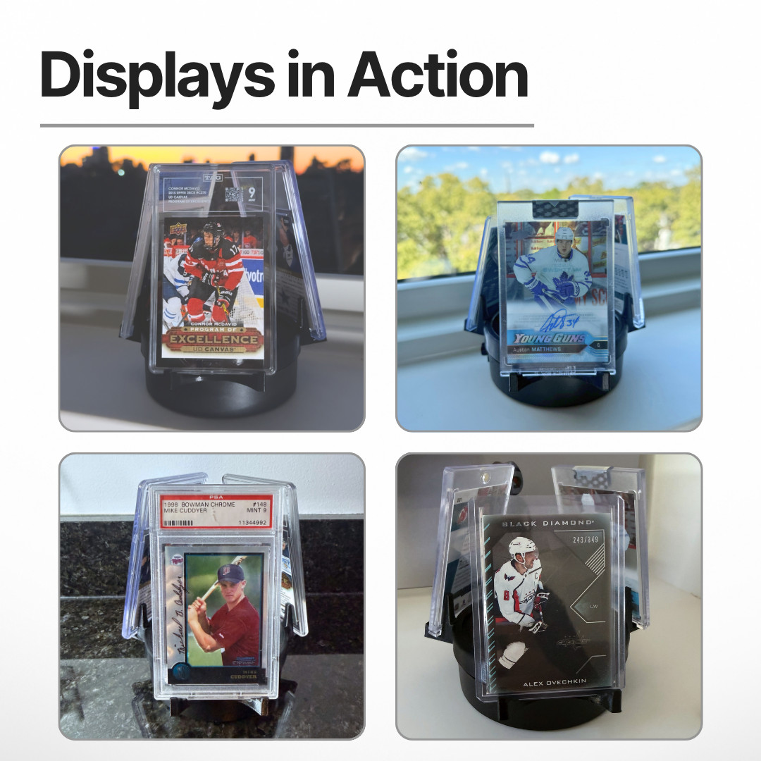 Sports Trading Card Rotating Display - Adjustable Speed Spinning Stand Holder