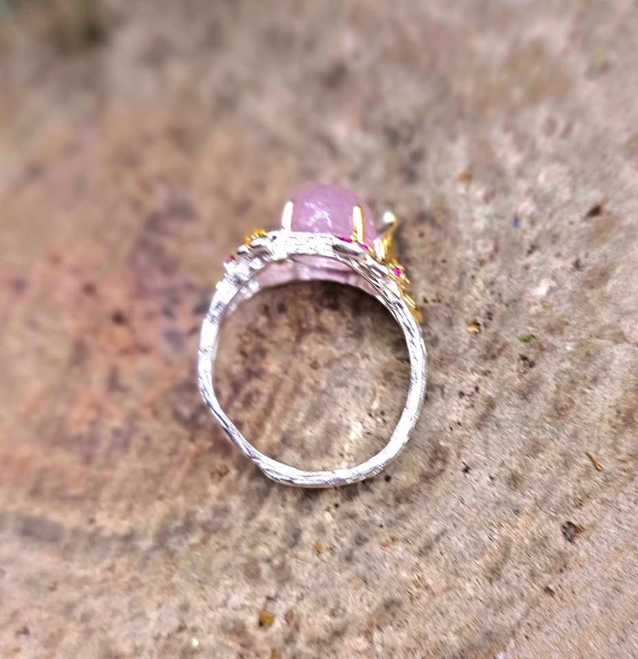 Nature Pink Morganite Stone Adjustable Ring