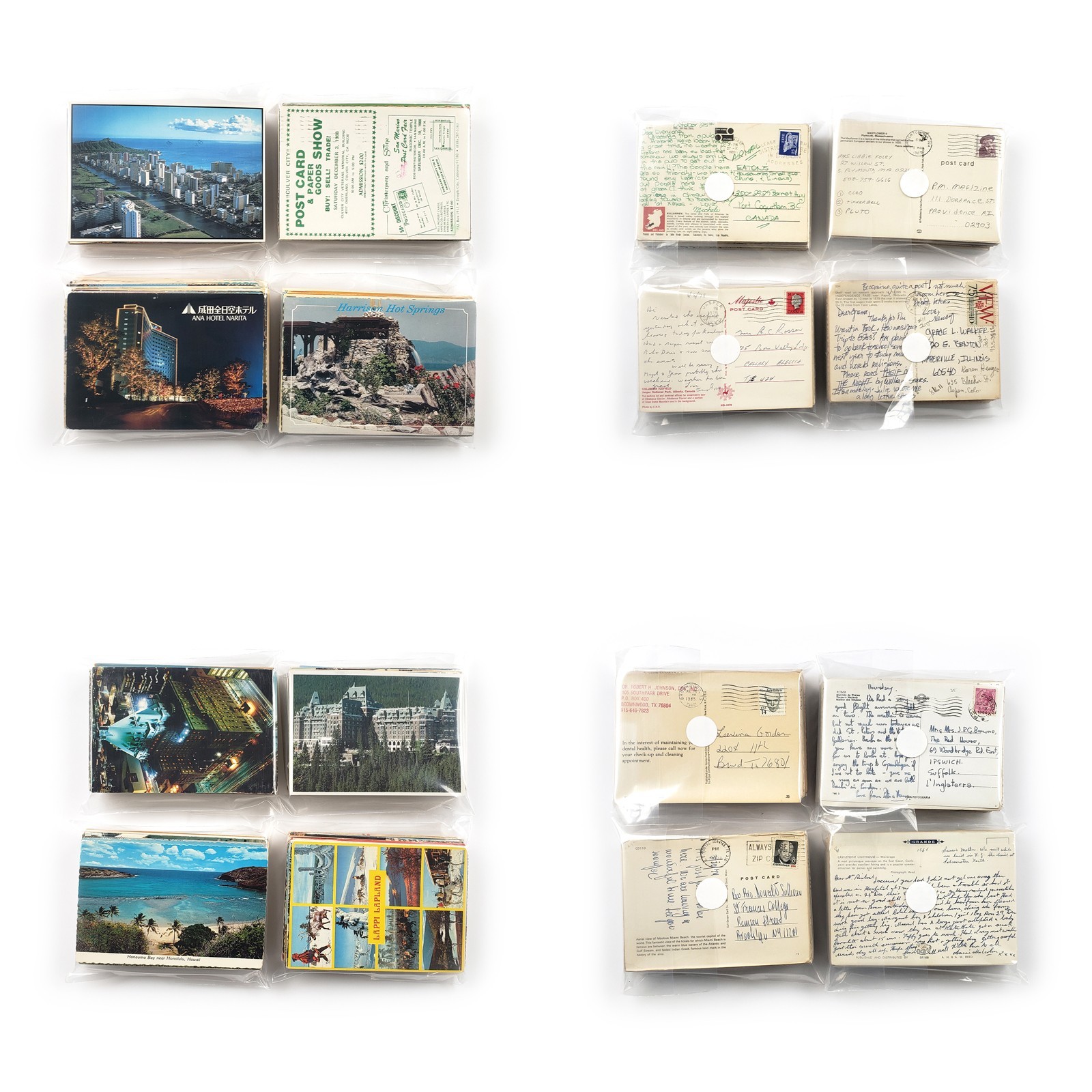 70 Vintage Used 4x6 Postcards Lot - All Posted - Worldwide Stamps & Postmarks