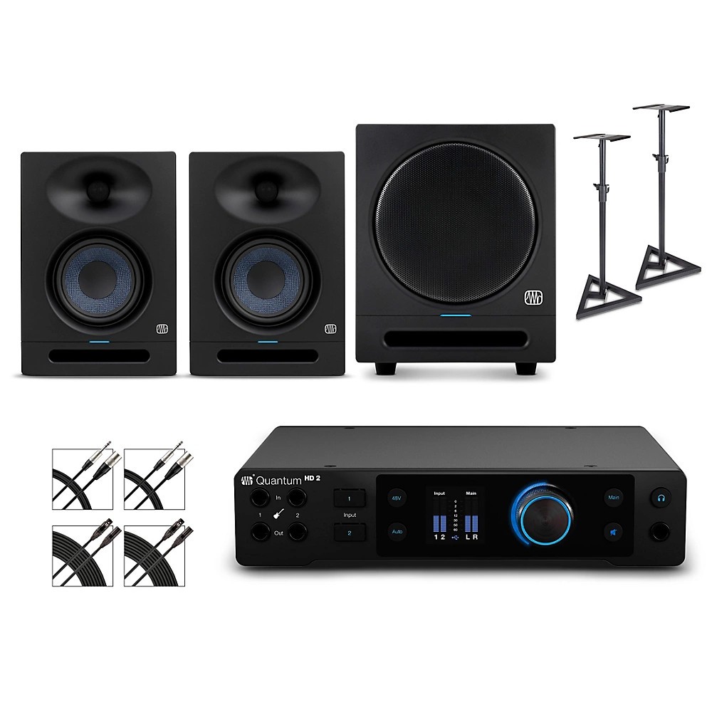 PreSonus Quantum HD2 Audio Interface w/Eris Monitors/SUB8BT/Cables/Stands