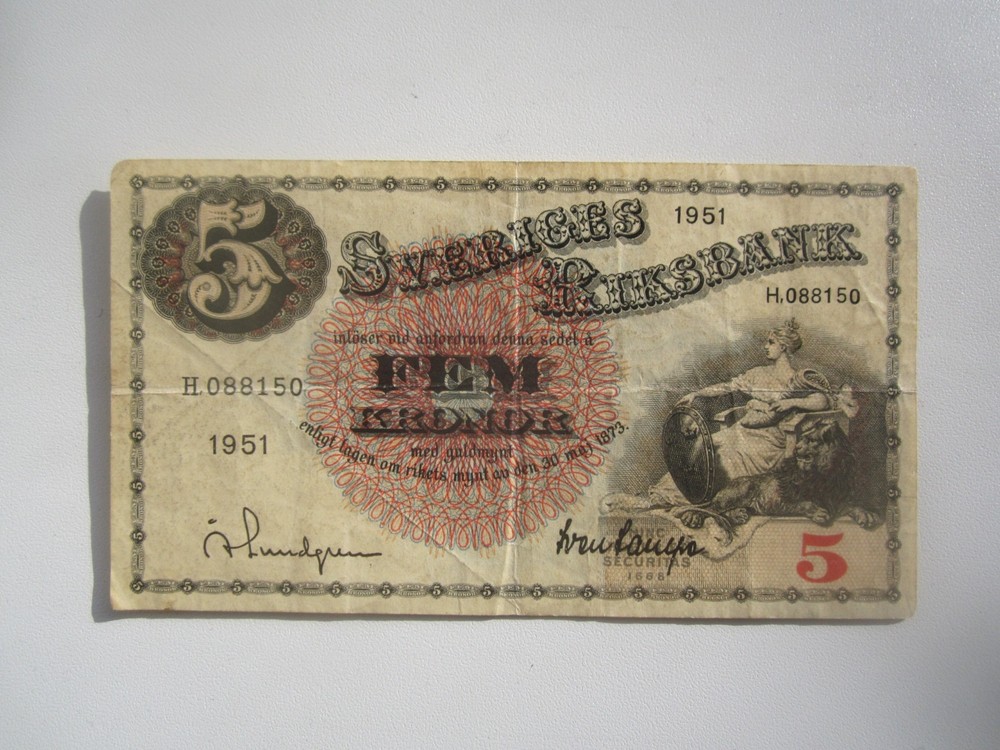 1951 SWEDEN 5 KRONOR