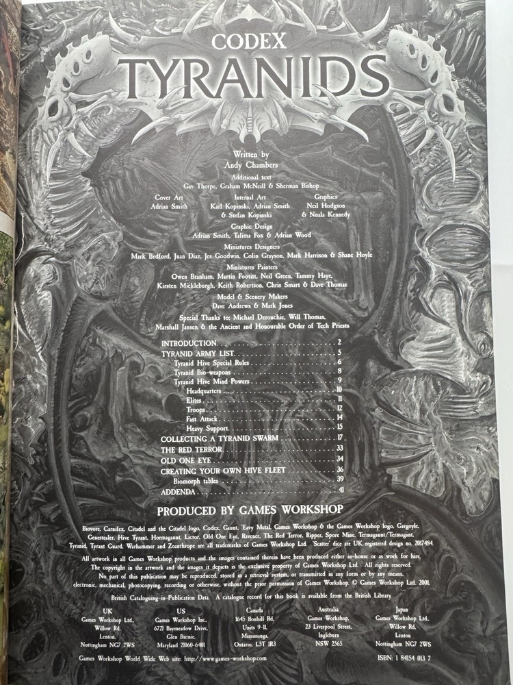 Warhammer 40K Codex Tyranids 3rd Edition 2001 Games Workshop Rulebook Rare Mint