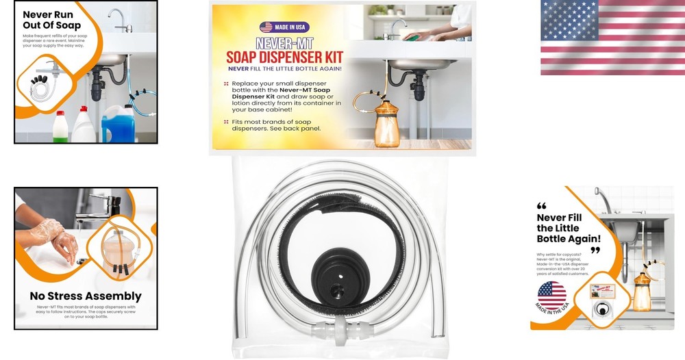 Never-MT: The Soap Dispenser Conversion Kit for Always-Filled Soap Access